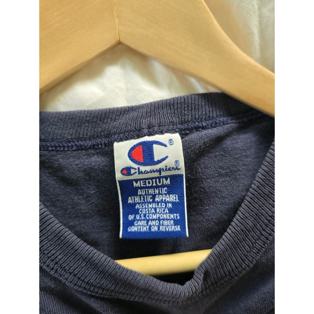 Vintage 90s Champion Logo Navy T-Shirt Medium Sportswear Streetwear thick heavy - Picture 7 of 11
